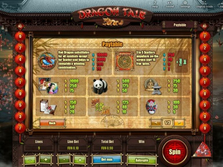 Скриншот игрового автомата Dragon Tales