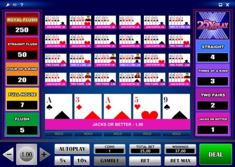 Видео покер 25x Play Poker демо-игра