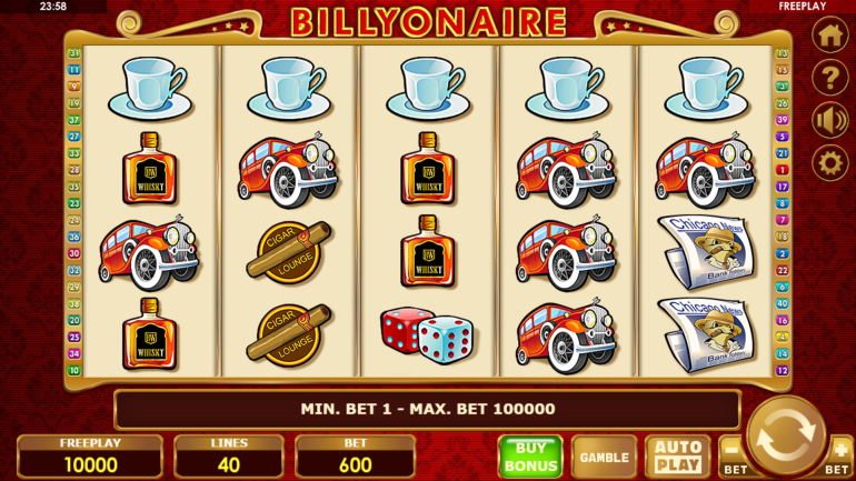 Дизайн слота в Биллионер Бонус Бай Тема в Billyonaire Bonus Buy