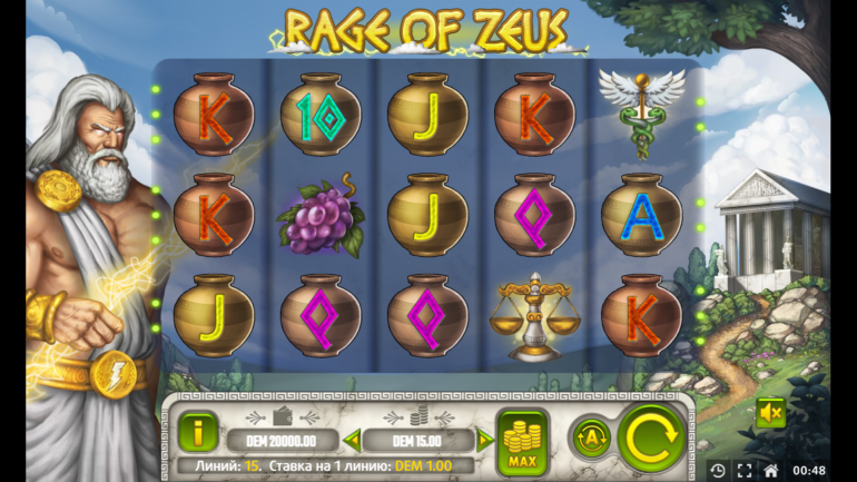 Дизайн слота в Ярость Зевса Тема в Rage of Zeus