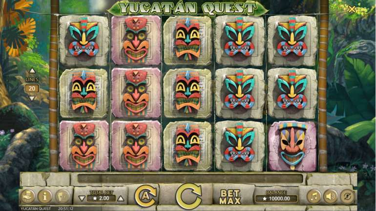 Внешний вид слота в Юкатан Квест Дизайн в Yucatan Quest