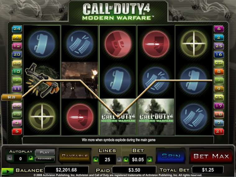 Видео покер Call of Duty 4: Modern Warfare демо-игра