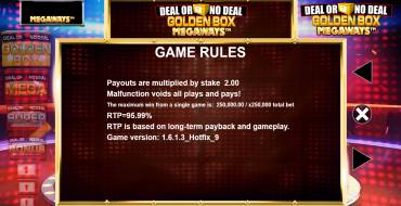 Deal or No Deal: Golden Box Megaways: Правила