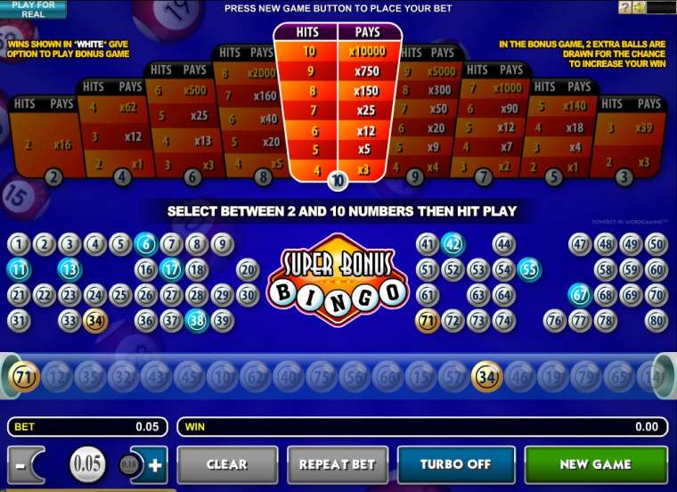 Видео покер Super Bonus Bingo демо-игра