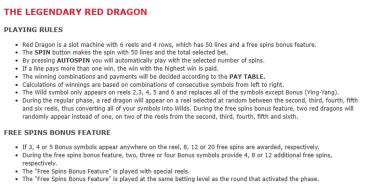 The Legendary Red Dragon: Правила